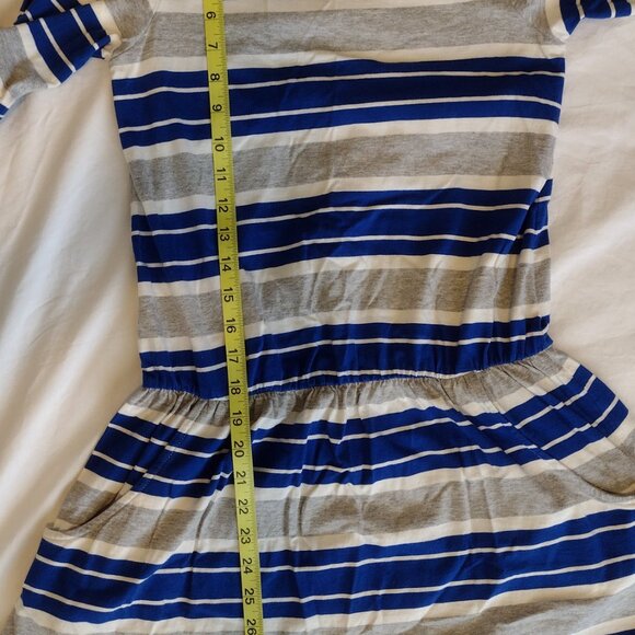 Girl's Land's End Blue Striped Cotton Dress. Nice Condition , Size 10-12 - Picture 7 of 12